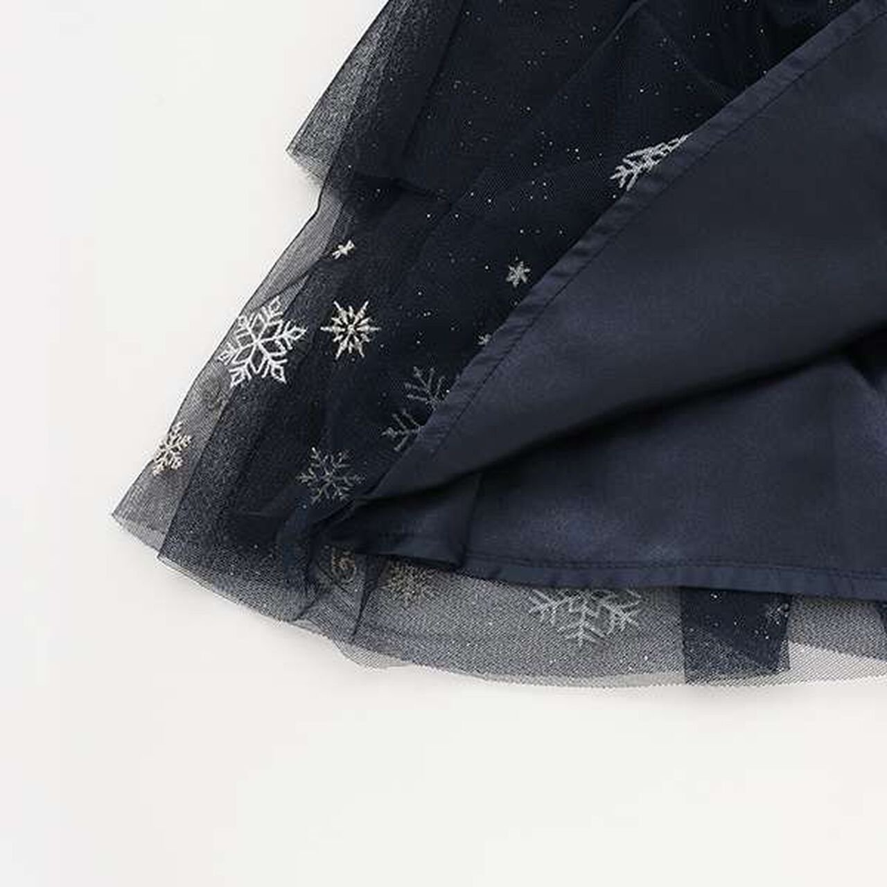 Snowflake Embroidered Tulle Skirt,Off white, large image number 5
