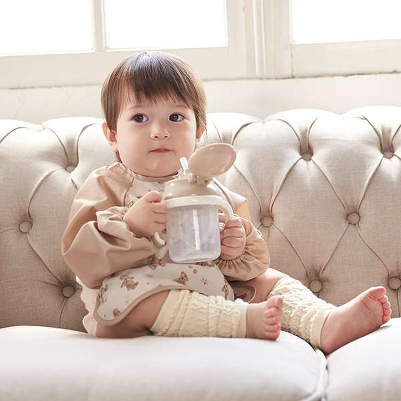 Jacquard Leg Warmers,Light khaki, large image number 1