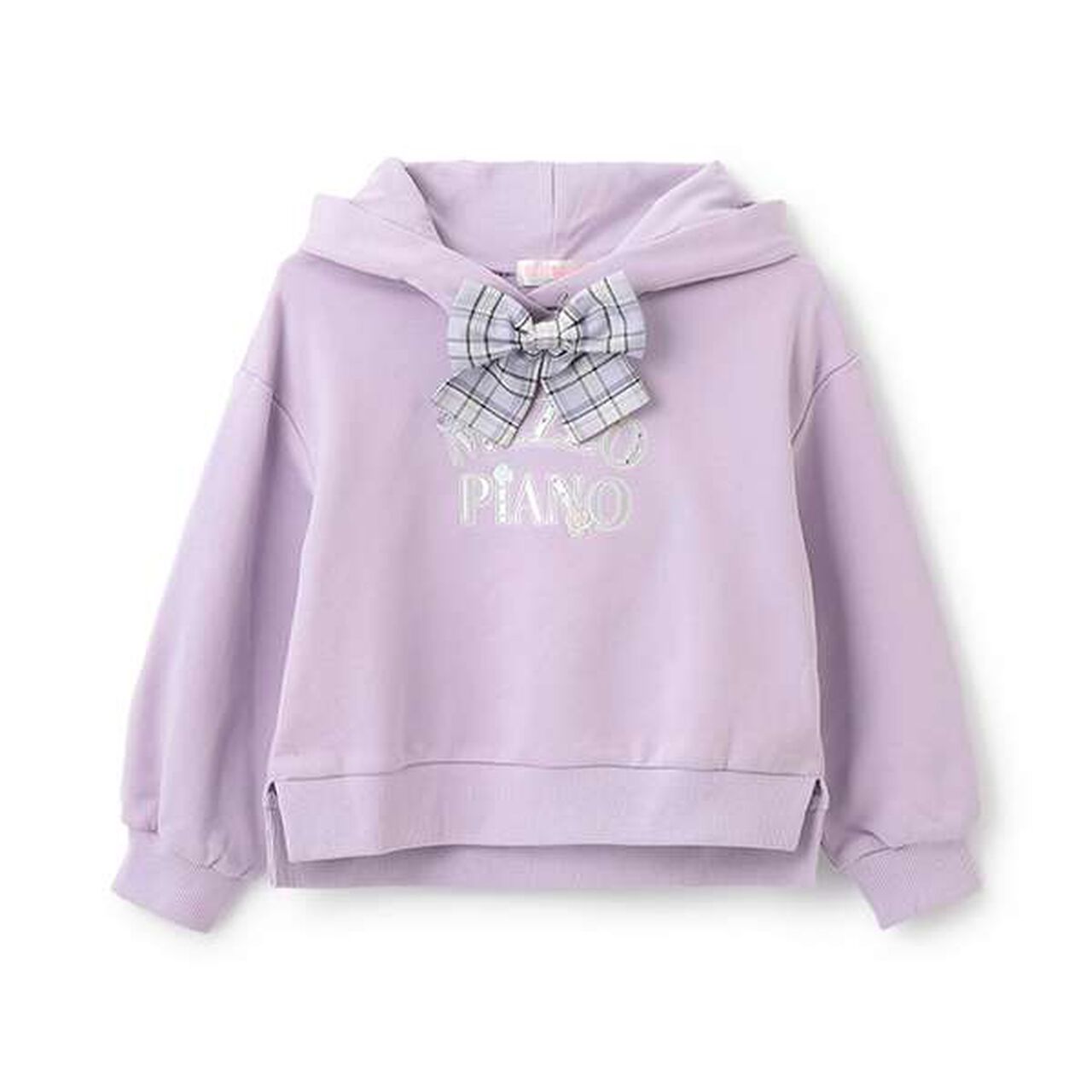 Checked Ribbon Hoodie,Lavender, large image number 0