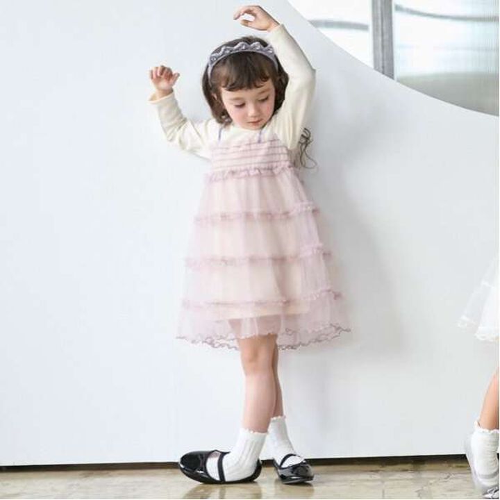 Tulle Docking One-Piece Dress,Black, medium image number 10