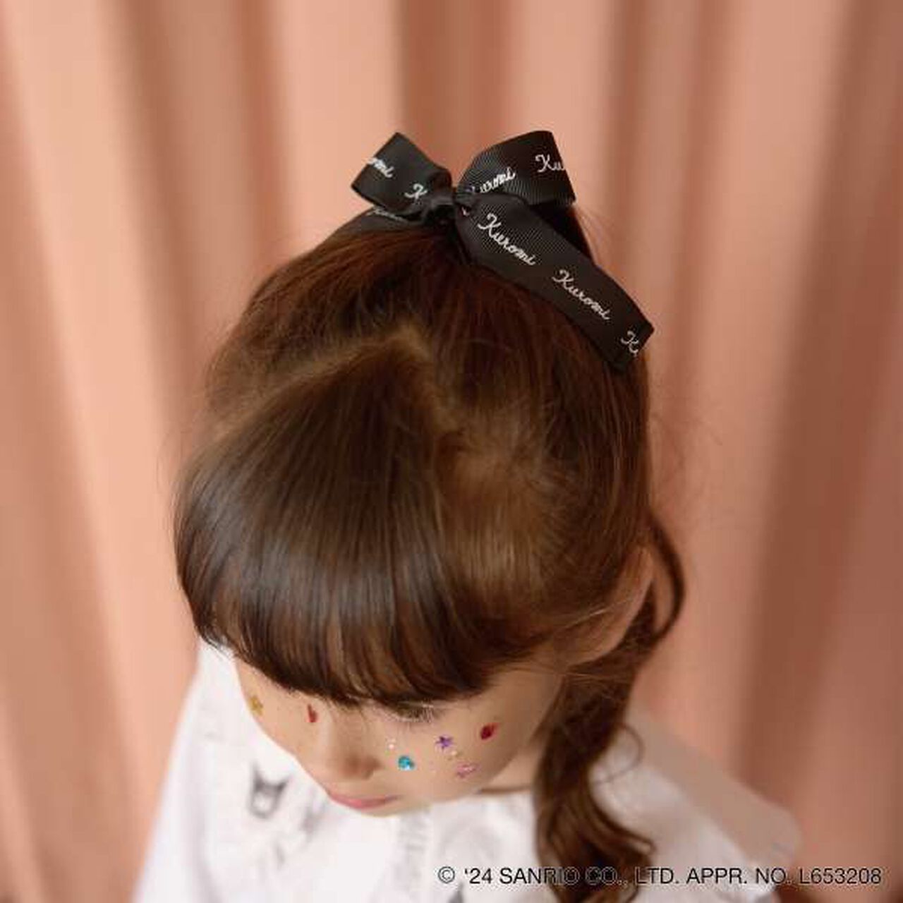 Sanrio Kuromi Frill Collar Blouse & Ribbon Hair Tie Set,Black, large image number 3