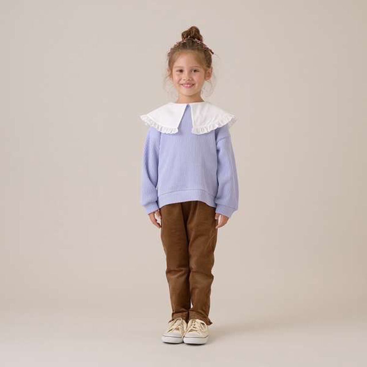 Fluffy Waffle Frill Collar Top,Pink, large image number 8