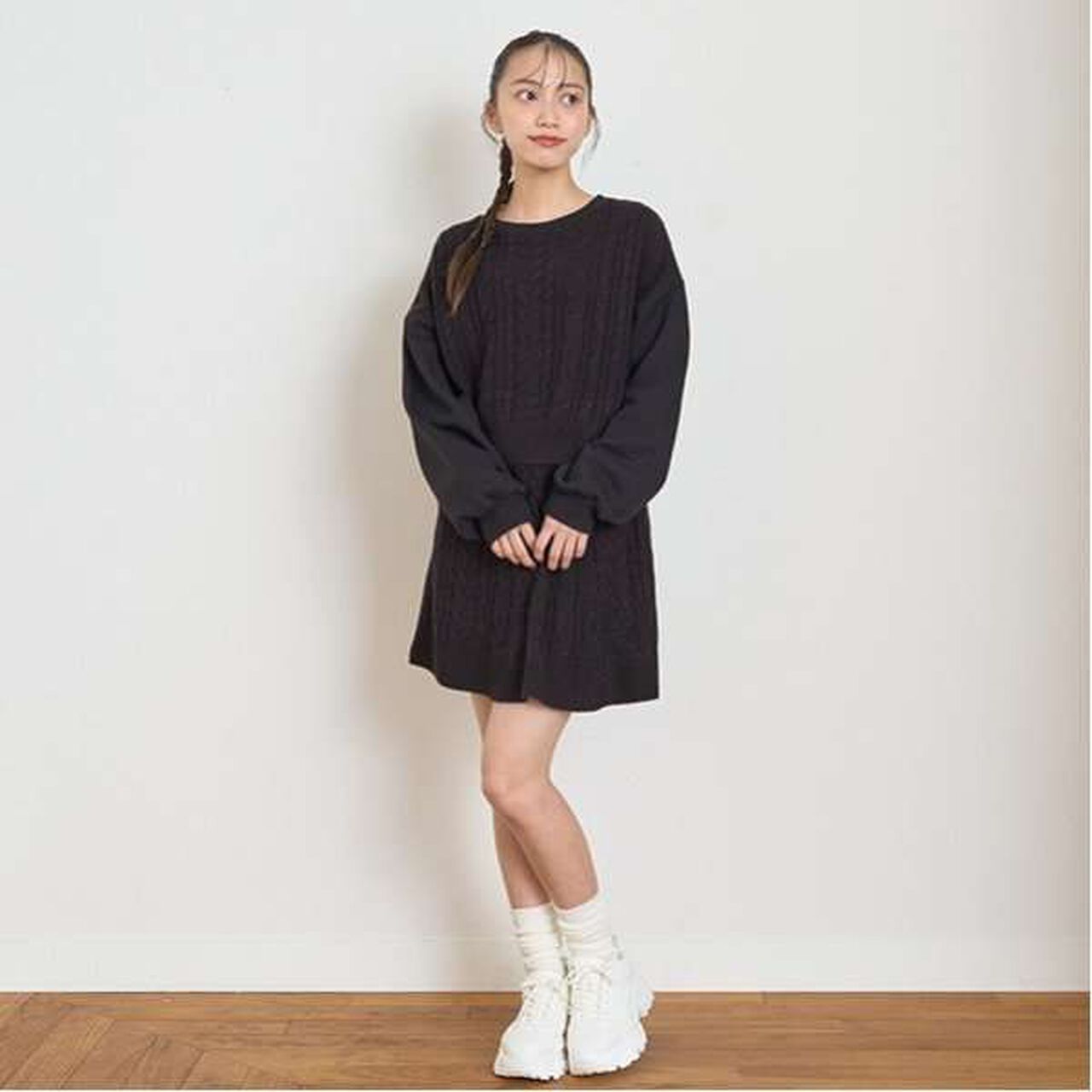 Cable Knit Set-Up,Black, large image number 0