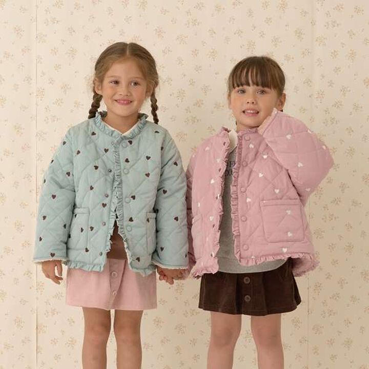 Collarless Heart Embroidered Blouson,Dark brown, medium image number 10