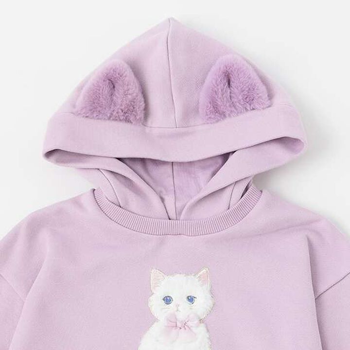 Animal Motif Hoodie One-Piece Dress,Lavender, medium image number 9