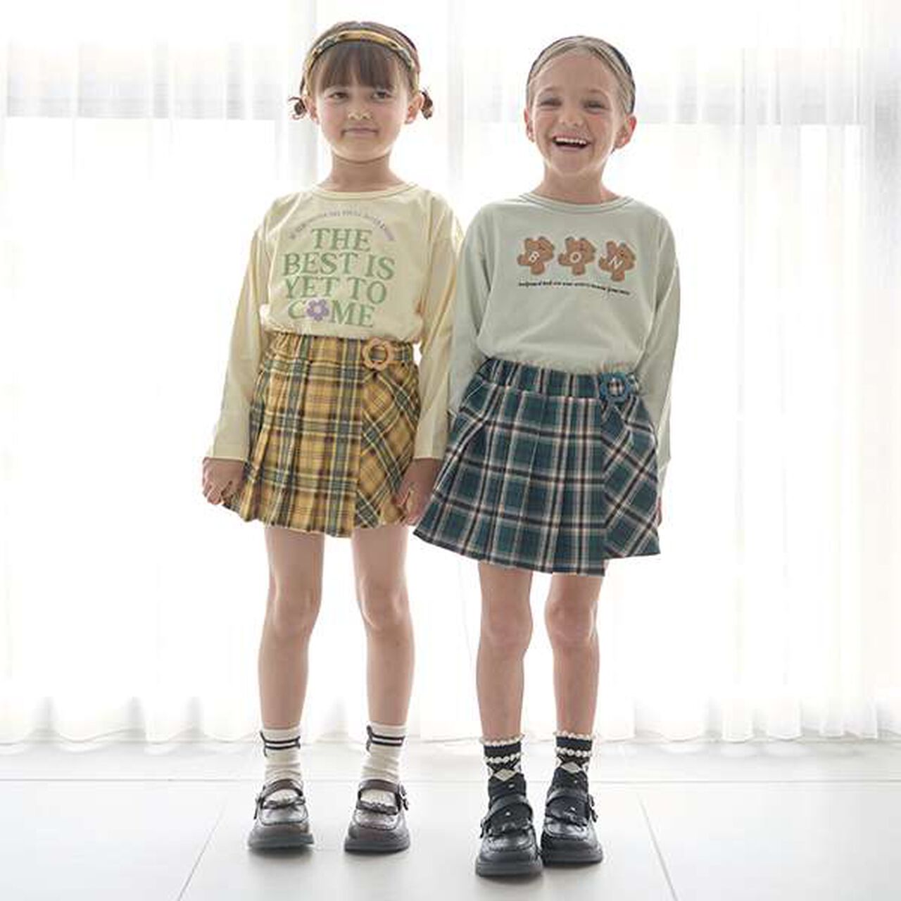 Check Pleated Skirt with Shorts,Moss green, large image number 9