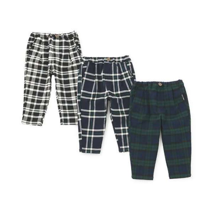 Wool Lined Check Tapered Pants,Black, medium image number 3