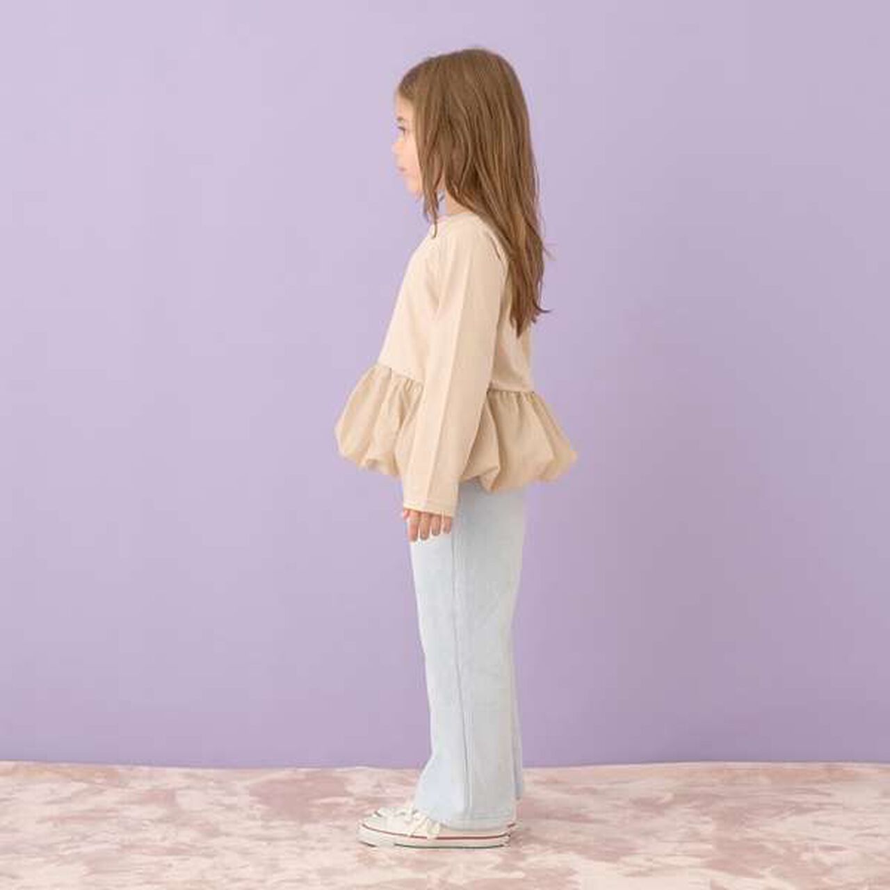 Non-Deforming Neck Balloon Peplum T-Shirt,Ivory, large image number 4