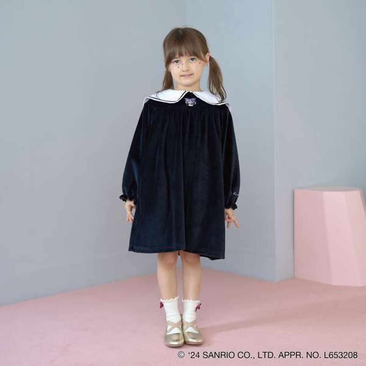 Sanrio Kuromi Collar One-Piece Dress,Charcoal gray, large image number 4