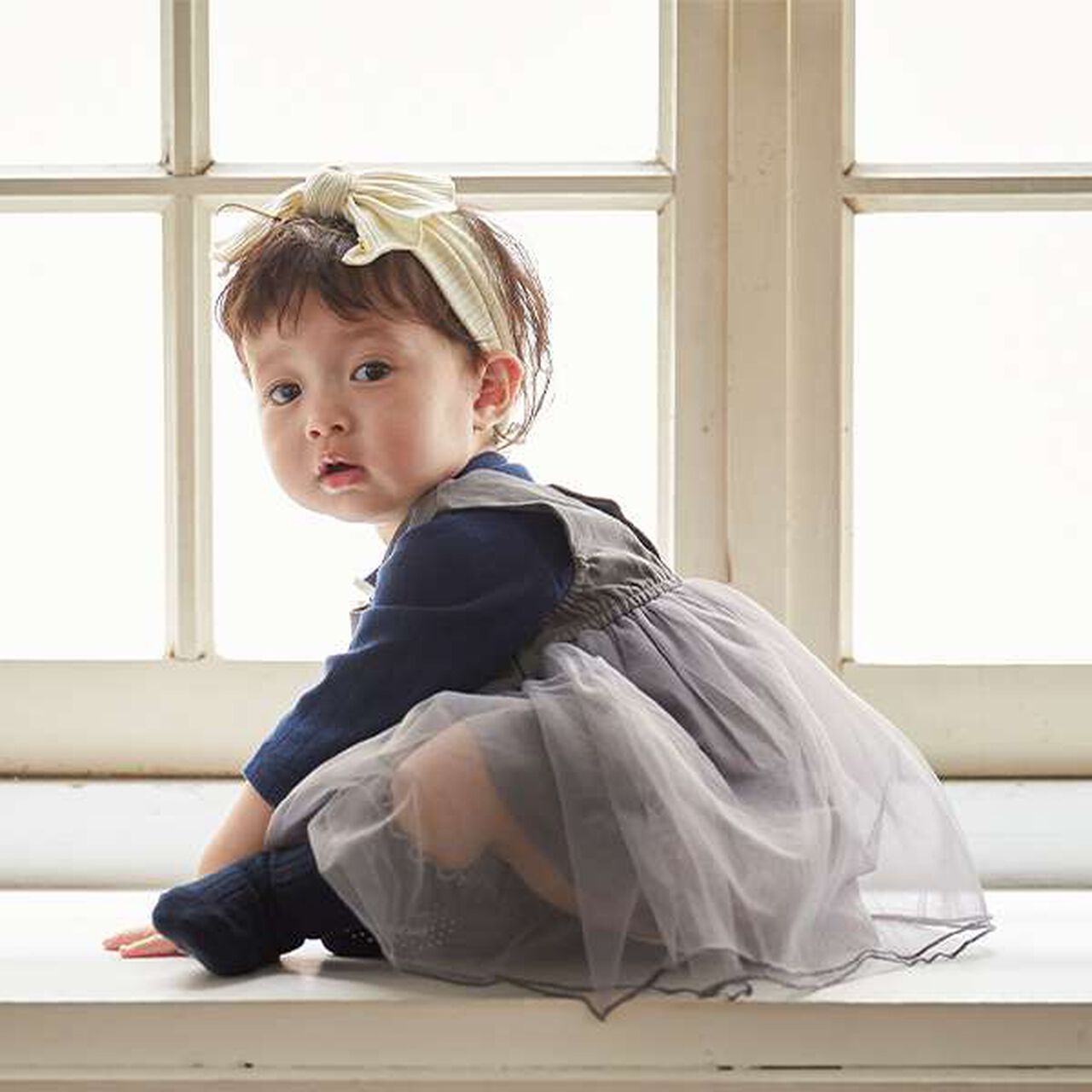 Tulle Dress Set with Ribbon,Light gray, large image number 1