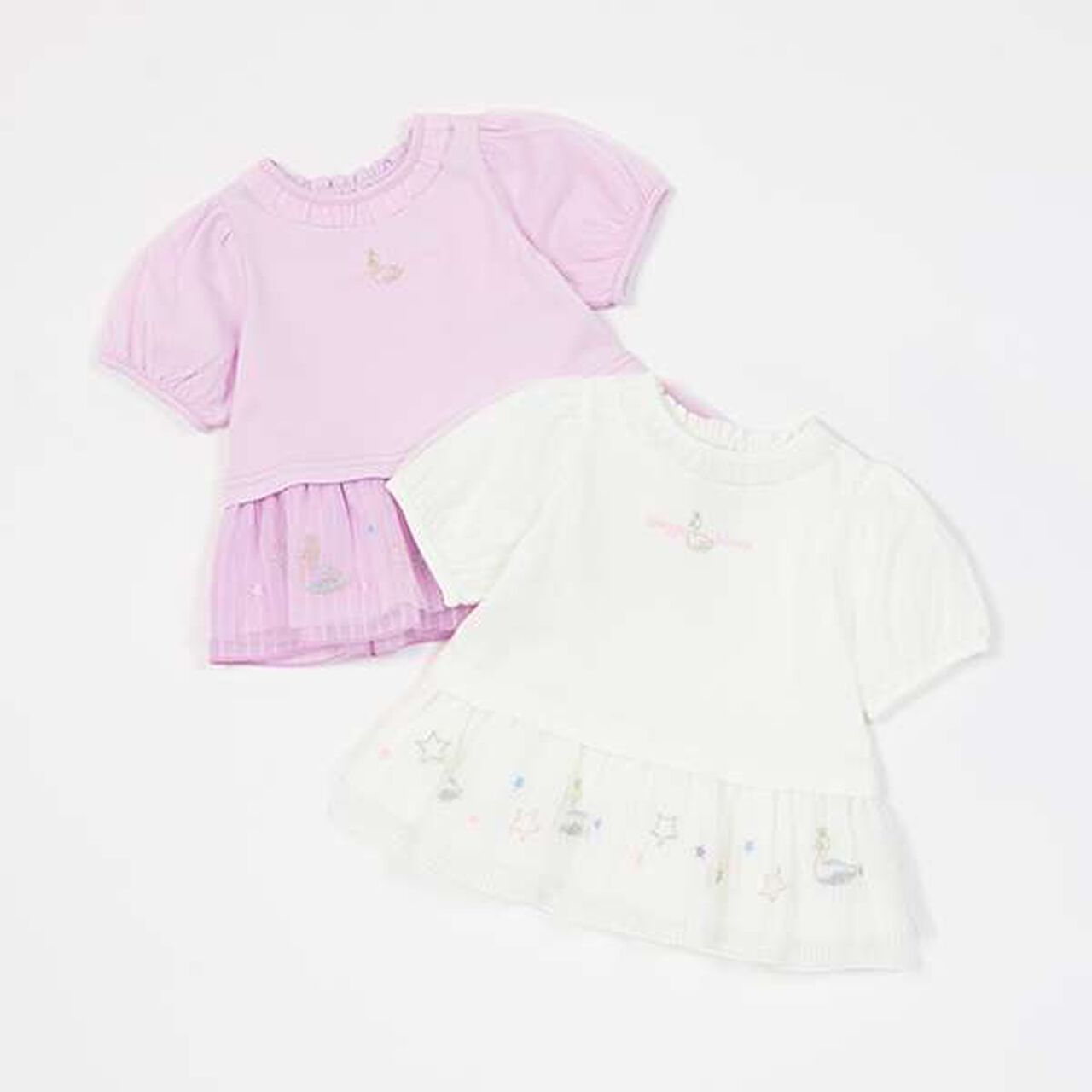 Swan Embroidered Frill 5-Sleeve Tunic,Off white, large image number 10