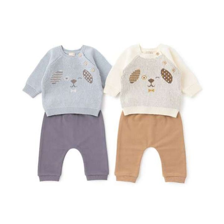 Dog Print Knit + Pants Set,Ivory, medium image number 5