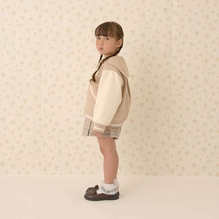 Sailor Collar Varsity Jacket,Beige, medium image number 3