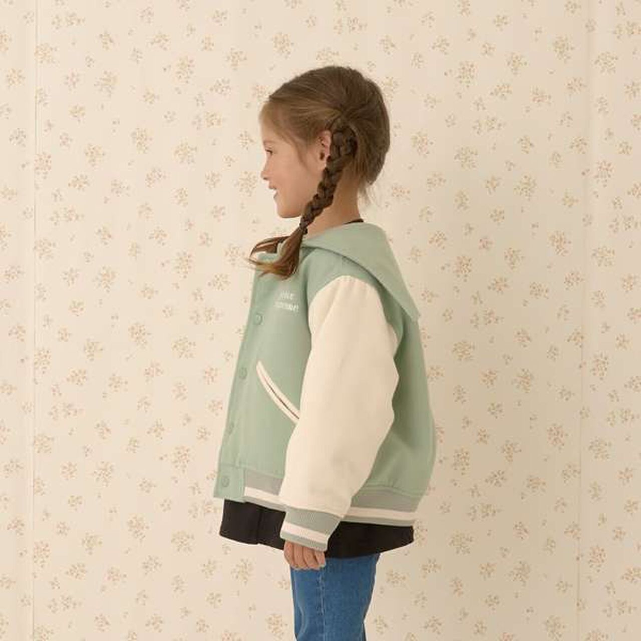 Sailor Collar Varsity Jacket,Beige, large image number 6