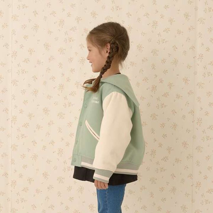 Sailor Collar Varsity Jacket,Beige, medium image number 6
