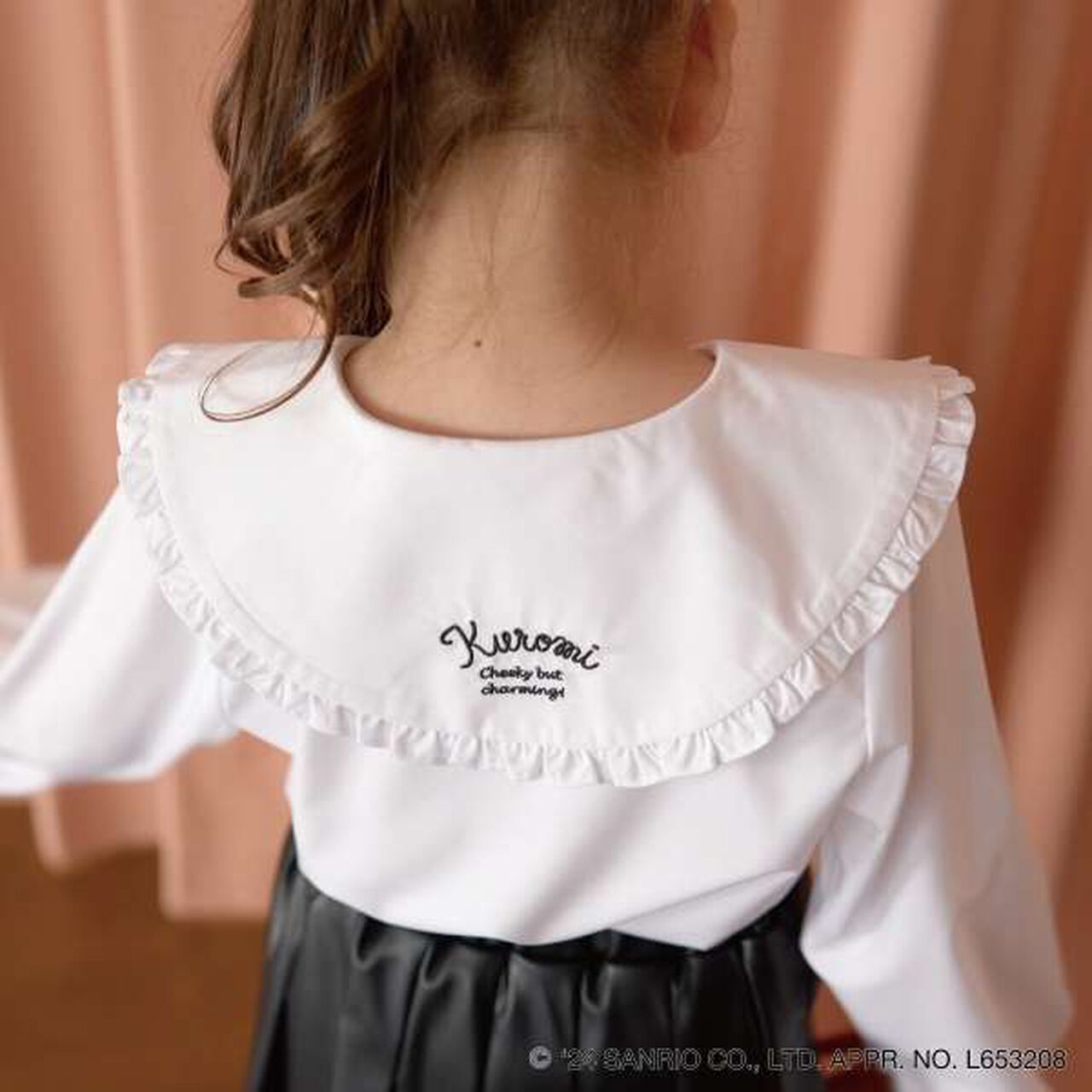 Sanrio Kuromi Frill Collar Blouse & Ribbon Hair Tie Set,Black, large image number 2