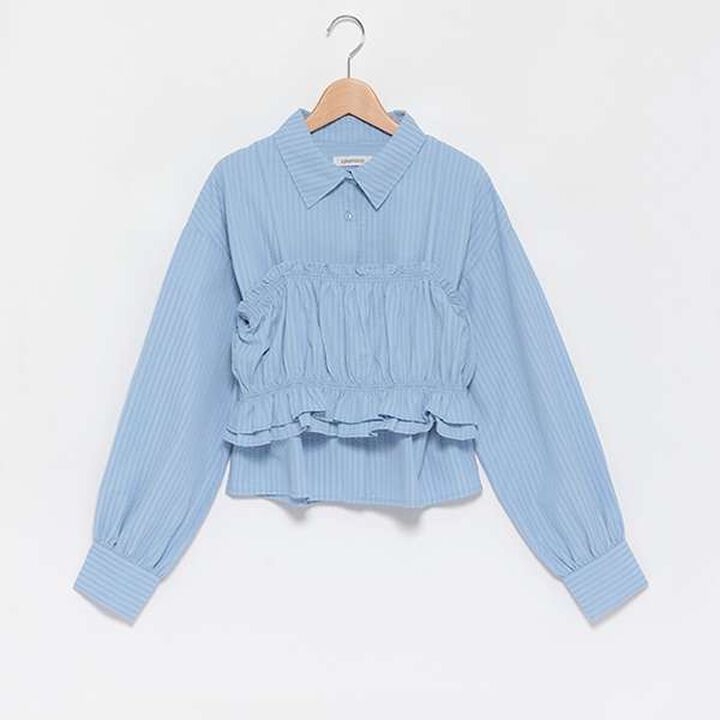 Long-Sleeve Shirt with Bustier,Blue, medium image number 7